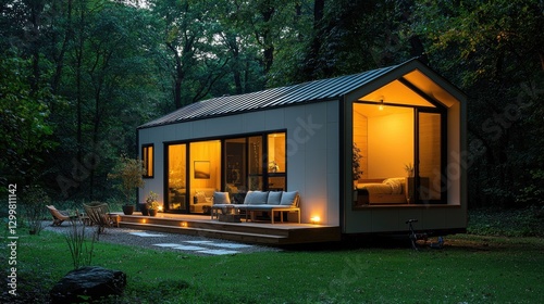 Modern Tiny Home Retreat with Minimalist Aesthetic in Nature