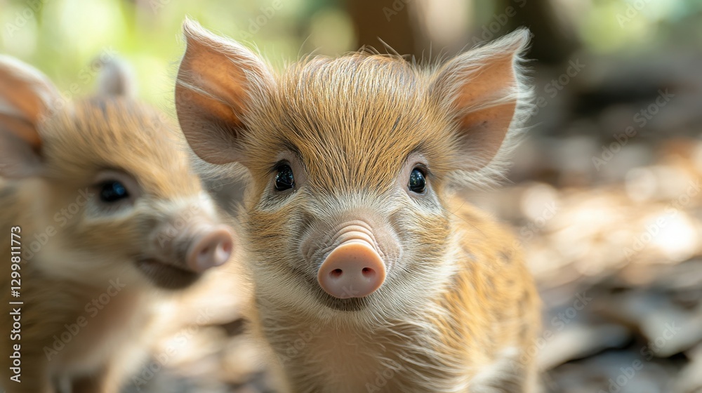 Cute Baby Piglets Playfully Exploring Their Natural Environment Cute Baby Piglets Playfully Exploring Their Natural Environment
