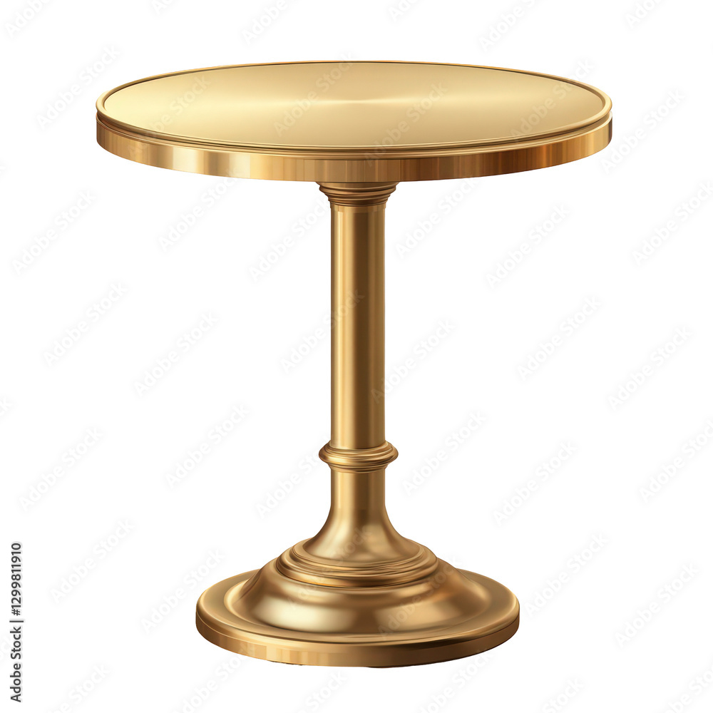 Elegant golden side table with a classic pedestal design in 3D rendering Elegant golden side table with a classic pedestal design in 3D rendering