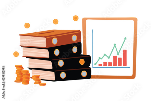 Neatly stacked tax filing folders form a clean, organized background.  Illustrate a professional and efficient office setting.