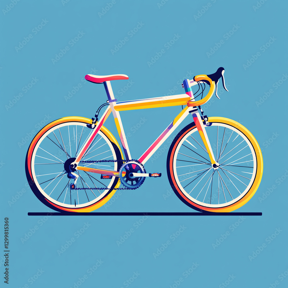Fototapeta premium Bicycle set against a deep blue background creating a stunning visual contrast that captivates the eye and inspires joy