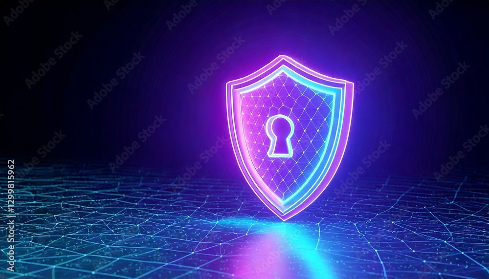 Fototapeta premium Securing digital spaces cybersecurity virtual environment 3d visualization futuristic concept