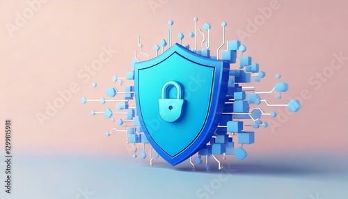 Digital security shield protecting data virtual space graphic design modern environment abstract concept