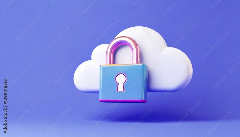 Cloud security lock concept digital environment 3d illustration technology abstract viewpoint data protection Cloud security lock concept digital environment 3d illustration technology abstract viewpoint data protection