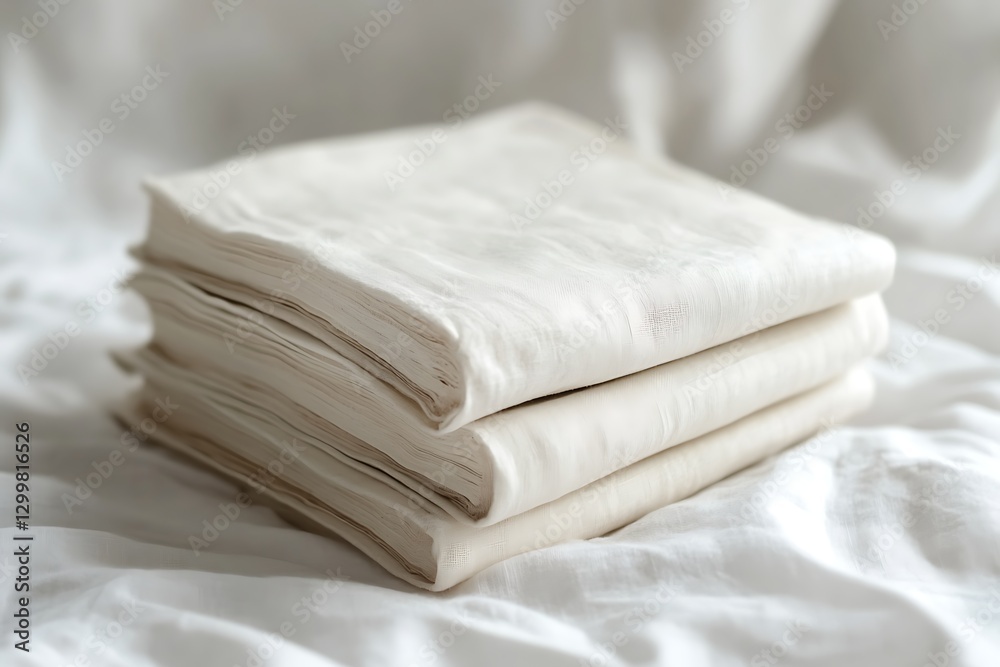 Stacked Linen Fabric - Soft White Texture