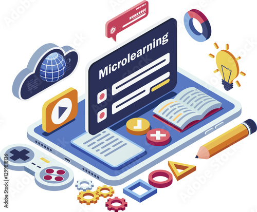 Isometric Microlearning with Educational Icons and Digital Tools