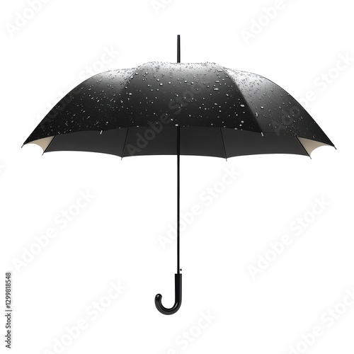 Elegant black umbrella with raindrops isolated provides weather protection photo