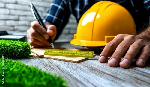 Construction Worker Planning Green Project Design