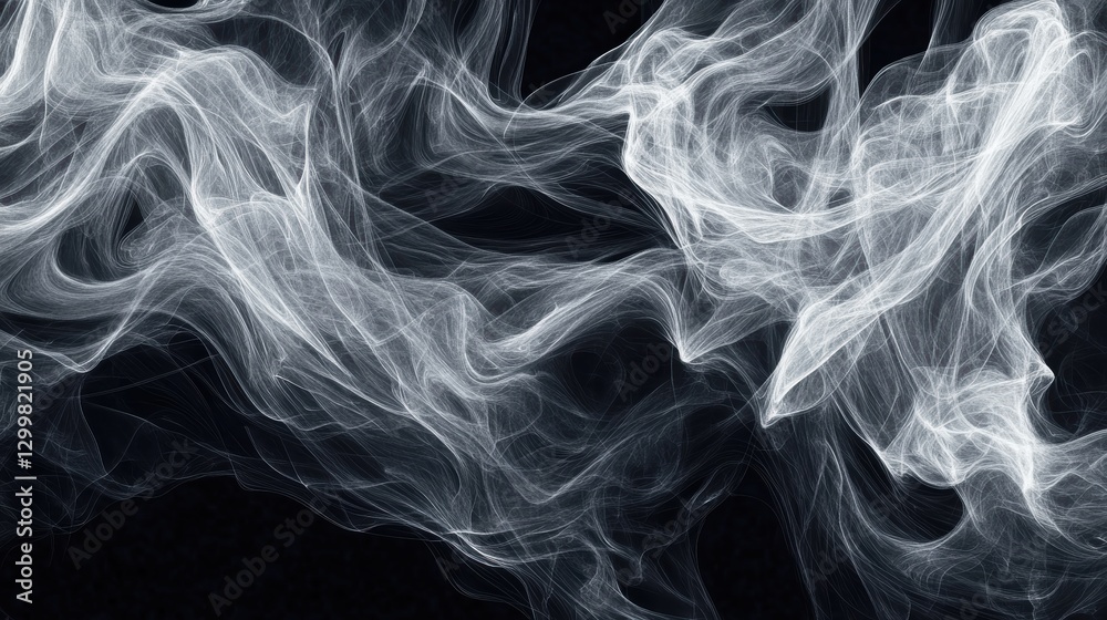 Fototapeta premium Ethereal White Smoke Swirling Gently Against Dark Background