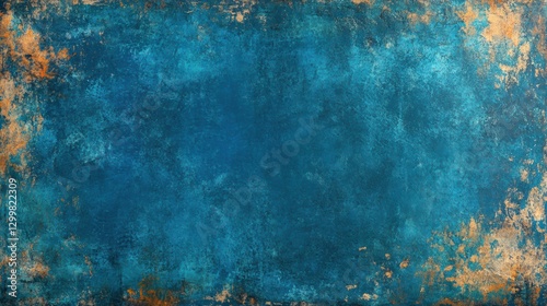 Abstract Blue and Gold Background with Textured Grunge Effect