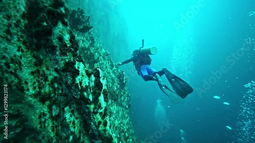 Wallpaper Mural Scuba diving Barracuda lake limestone rocks in Philippines. tourism destination for snorkeling and scuba diving in Coron, Palawan.  Torontodigital.ca