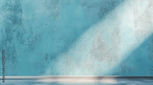 Soft Blue Wall with Subtle Texture and Natural Light Reflection