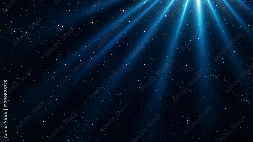 Obraz premium Celestial Light Rays Through Starry Night Sky