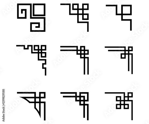 Asian frame border decoration pattern illustration