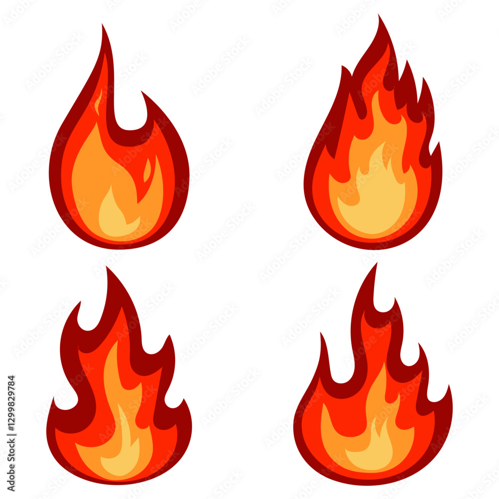 Fire flame colorful cartoon illustration