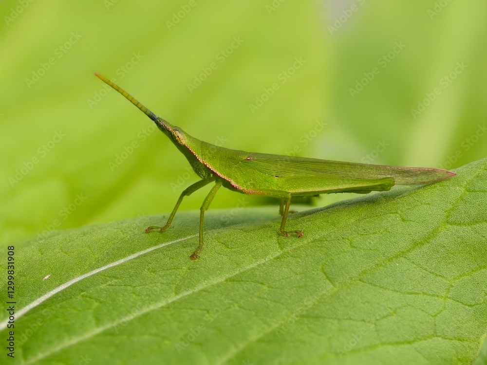 Acrida Cinerea on a leaf with blur background Acrida Cinerea on a leaf with blur background