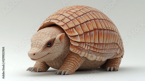 Artistic wooden armadillo sculpture studio digital artwork neutral background photo