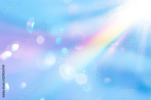 Shiny flare blue orange purple prismatic light bokeh iridescent background