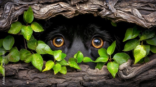 Obraz na płótnie The reflection of a lush green landscape in a dog’s eyes, its gaze full of wonder as it takes in the sights and sounds of nature w salonie