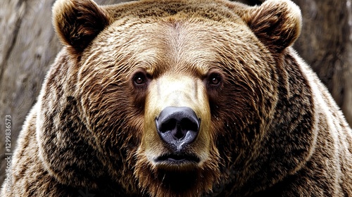 Obraz na płótnie A close-up of a bear’s powerful snout and thick fur, its nostrils flaring slightly as it breathes in the fresh scent of the wilderness w salonie
