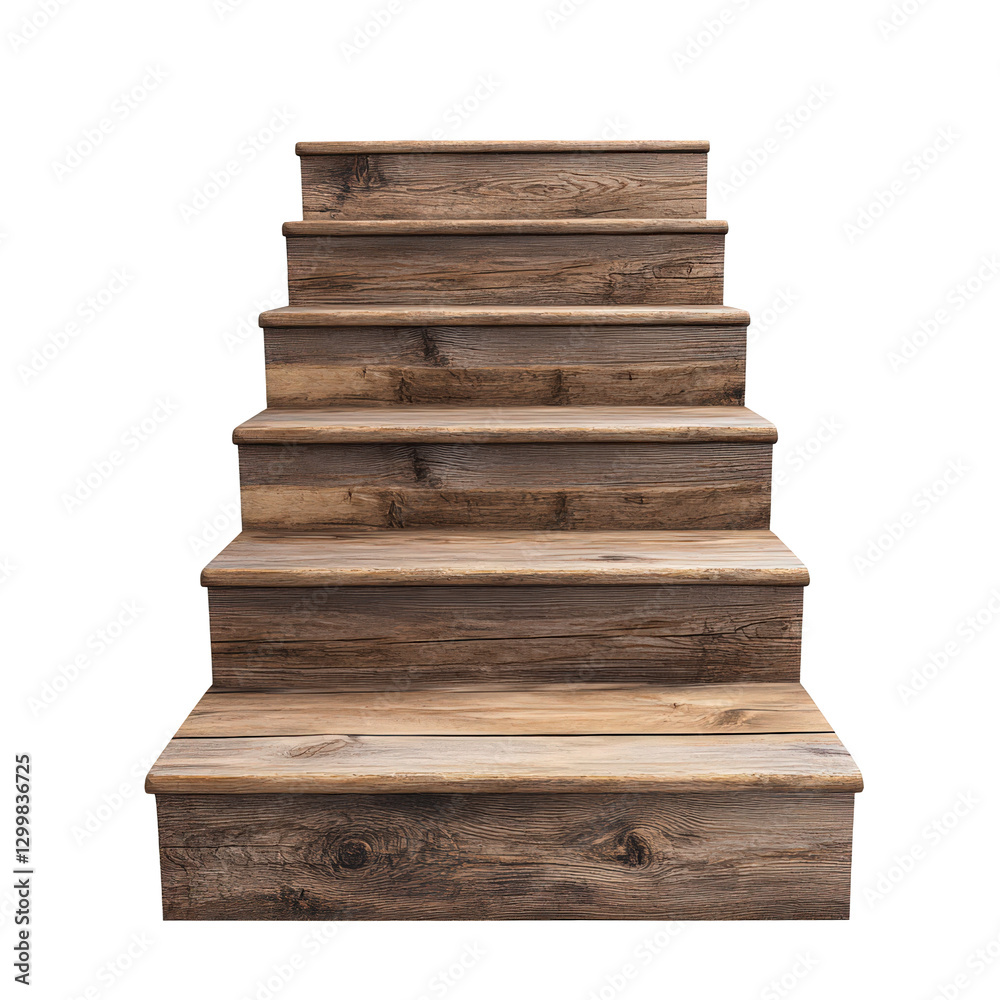 Isolated wooden staircase with six steps for architectural visualization projects Isolated wooden staircase with six steps for architectural visualization projects