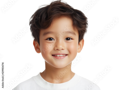A Heartwarming Portrait of a Young Asian Boy: Bright Eyes, Infectious Smile, and the Pure Joy of Childhood Curiosity and Wonder Capture His Vibrant World.