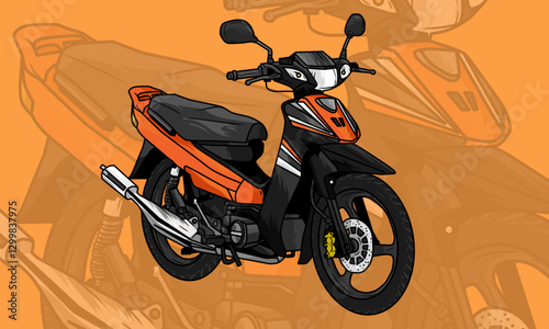 Orange sports bike motorcycle illustration