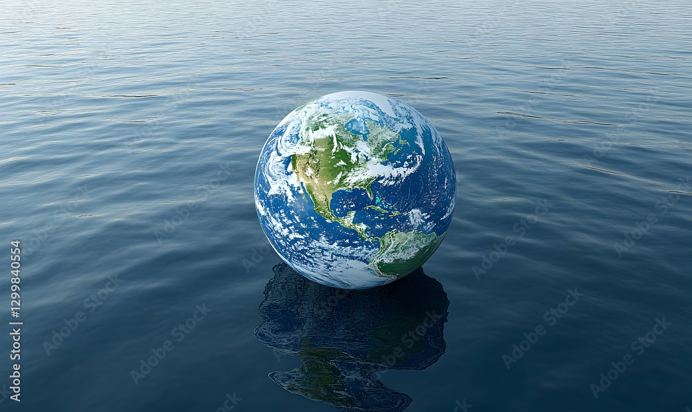 Fototapeta premium Earth afloat on tranquil ocean waters