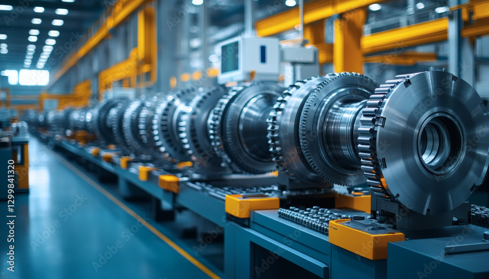 Industrial Machinery Components On A Production Line Industrial Machinery Components On A Production Line