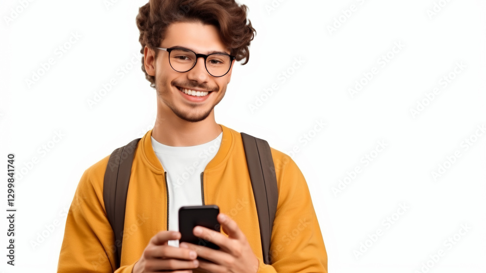 young man holding a mobile phone young man holding a mobile phone
