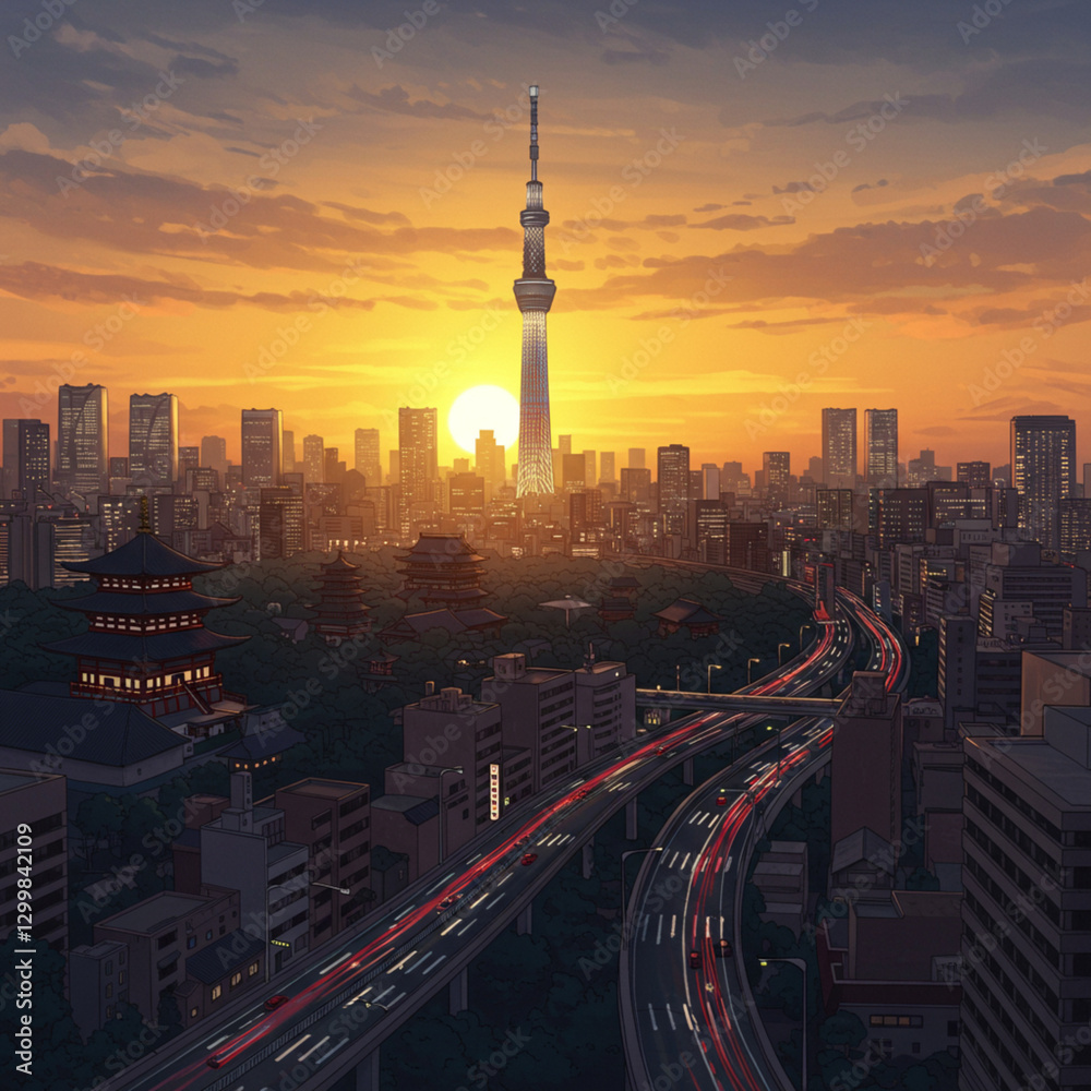 Obraz premium Tokyo Japan Digital Painting
