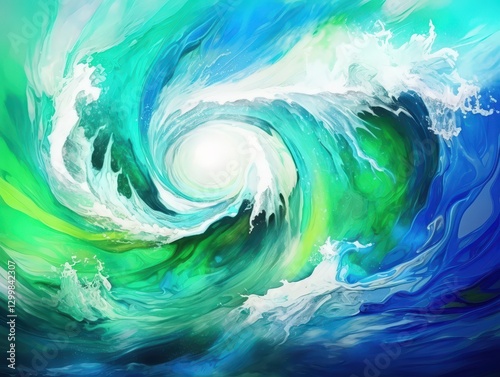 Abstract ocean wave motion with light. A bright vortex. For artistic design backgrounds
