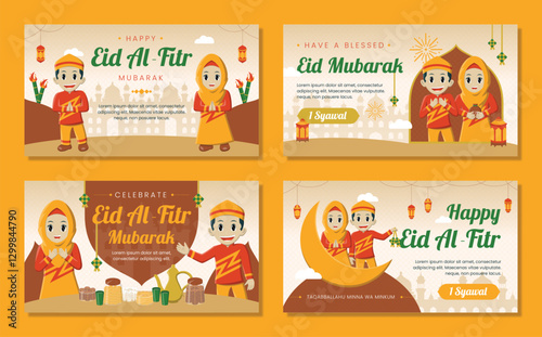 Eid Al-Fitr Greeting Social Media Landscape Template