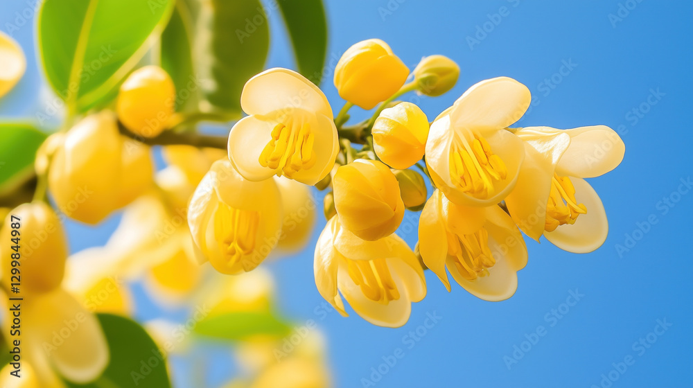 Fototapeta premium Magnolia Blossoms Under Blue Sky