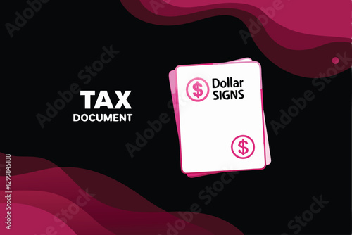 Clean minimalist design featuring a tax document and dollar bill, emphasizing financial simplicity and clarity.