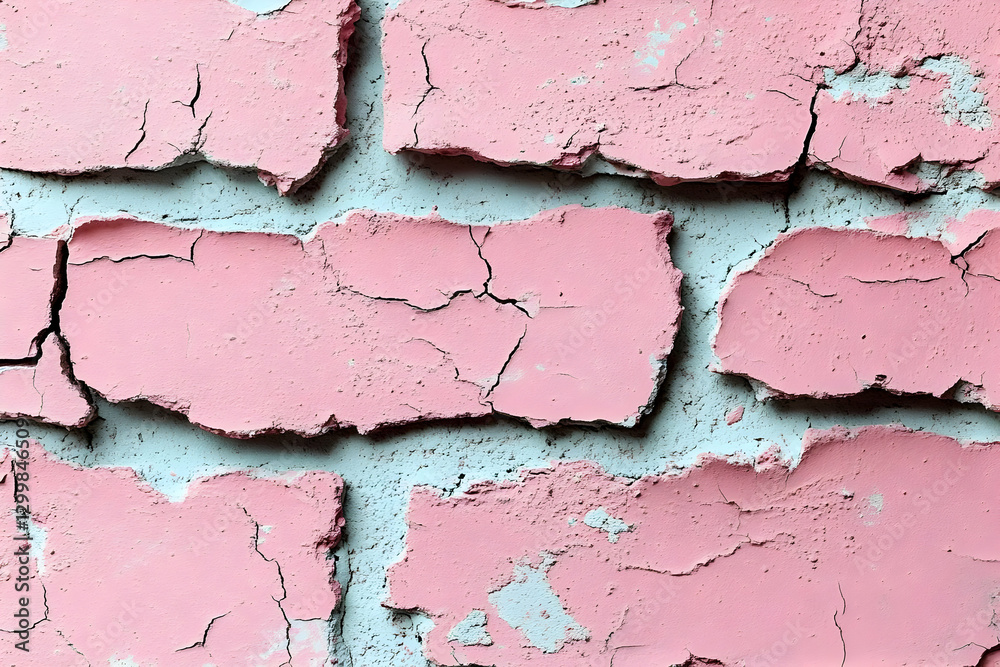 Obraz premium Aged Pink Brick Wall With Cracks