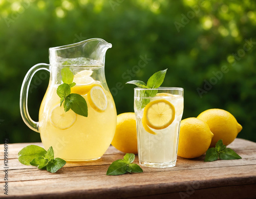 Refreshing Lemonade with Fresh Lemons and Mint