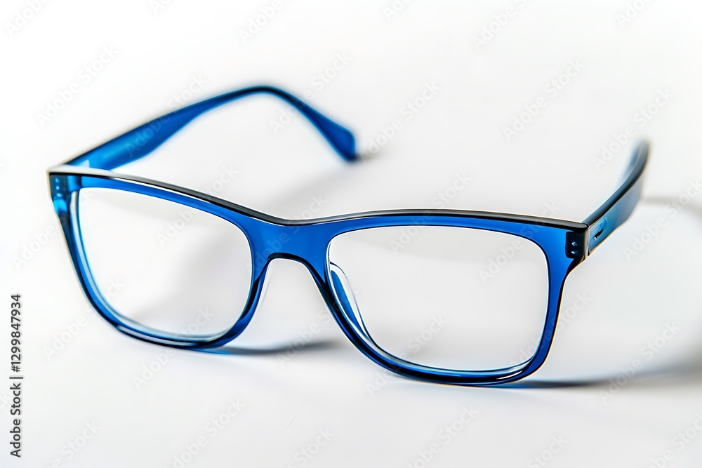 Stylish glasses with blue frame isolated on white background Stylish glasses with blue frame isolated on white background