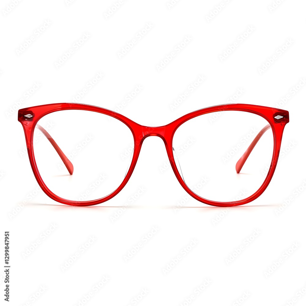 Fototapeta premium Stylish glasses with red frame isolated on white background