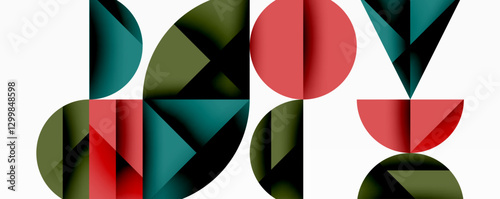 Abstract geometric pattern with intersecting circles and triangles in gradients. The high-contrast composition creates depth and a dynamic, modern aesthetic