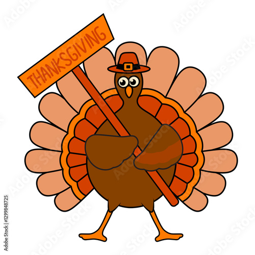 Cute Thanksgiving Turkey Illustration. Vector Character.
