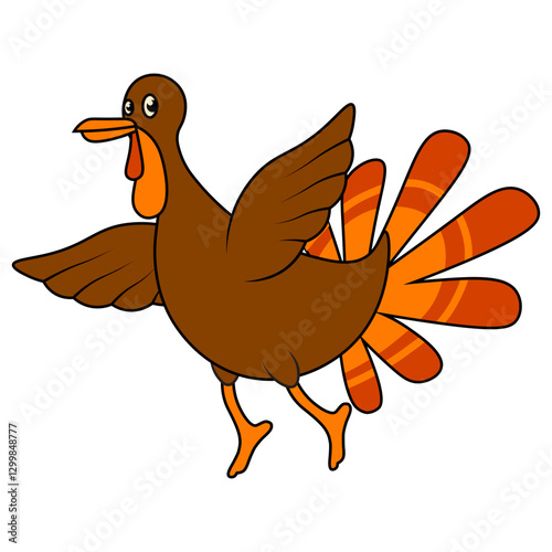 Cute Thanksgiving Turkey Illustration. Vector Character.