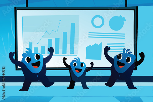 Jubilant, colorful monsters joyfully dance, celebrating a triumphant achievement; vibrant, chaotic energy; fantastical creatures.