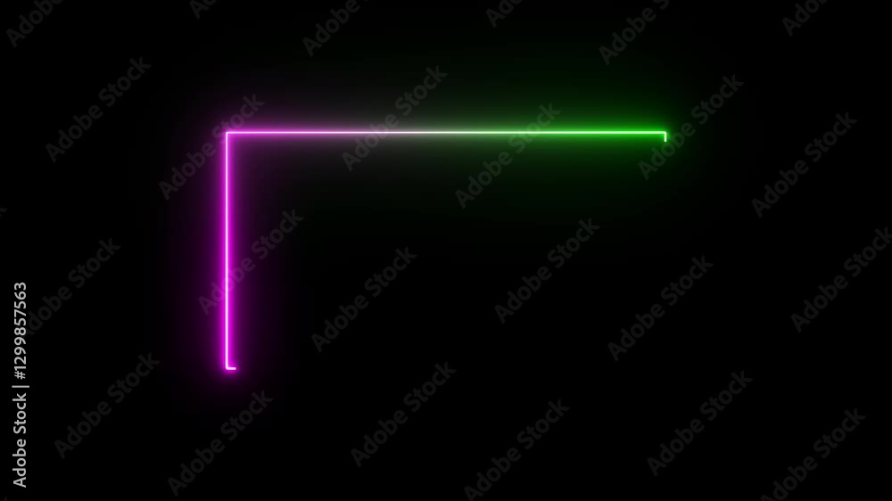 Rectangle picture frame with two tone neon color motion graphic. abstract glowing neon rectangle border frame on black background. Rectangle picture frame with two tone neon color motion graphic. abstract glowing neon rectangle border frame on black background.