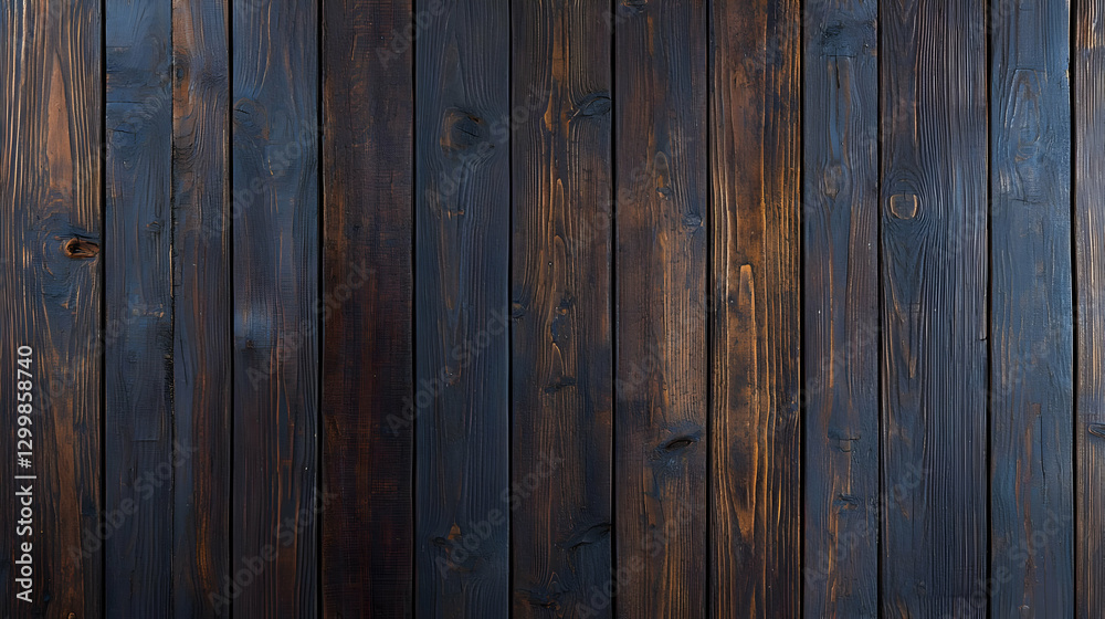 Naklejka premium Vertical Wooden Plank Surface Texture With Brown and Black Tones Showing Natural Grain and Detailed Texture