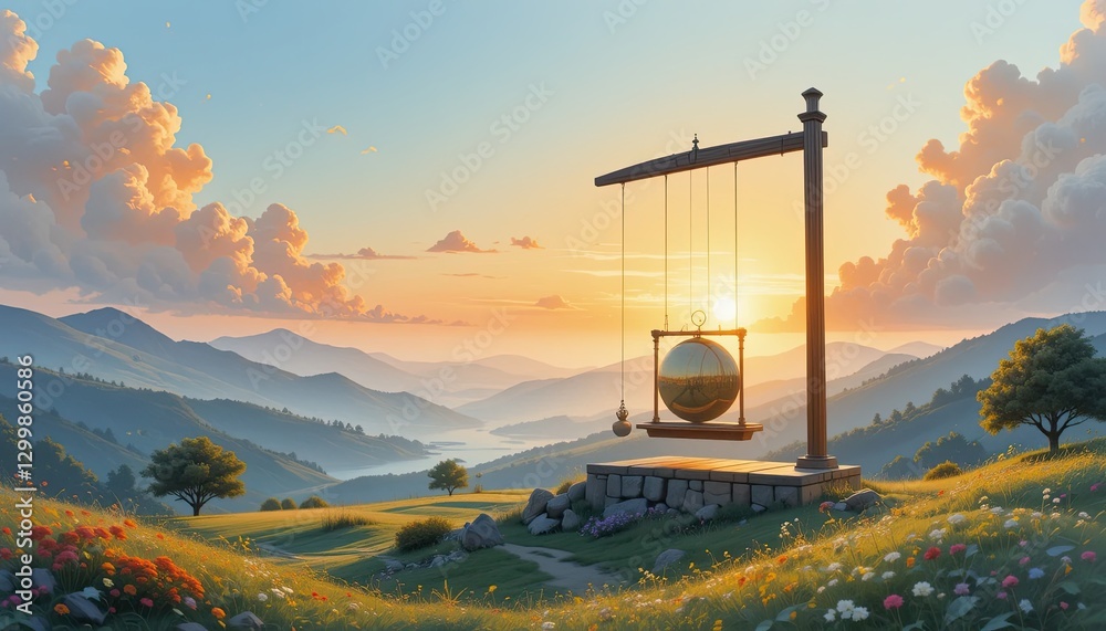 Conceptual art sunset over mountains Conceptual art sunset over mountains