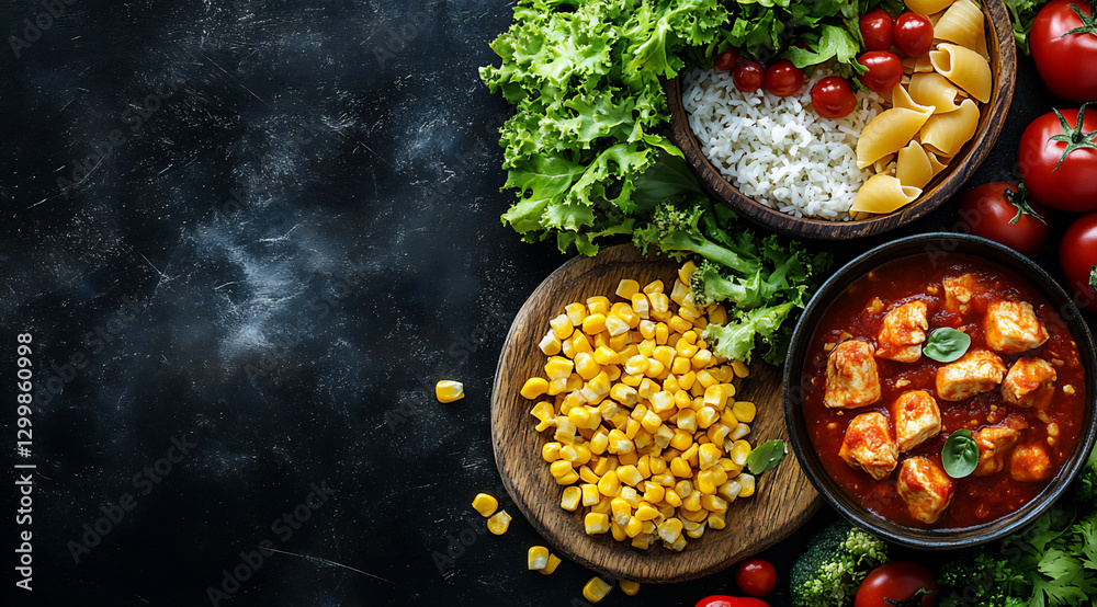a black background with two bowls of healthy food, a black background with two bowls of healthy food,