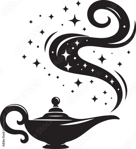  Magic Lamp silhouette icon symbol Arabian coffee tea pot vector