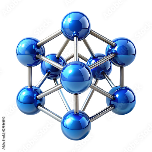 Stylish and modern Detailed 3D Model of a Blue Molecular Structure