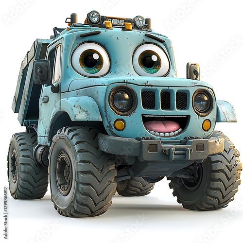 Truck cartoon smiles isolated on white background